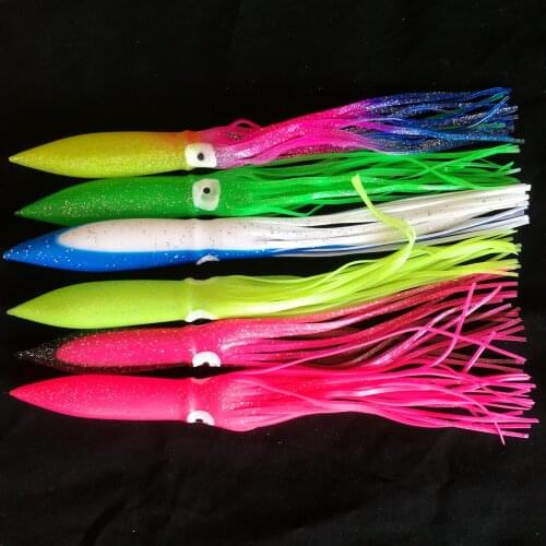 HOOFISH 4pcs/Lot Big Jig Octopus Fishing Lure 38g/30cm Skirts Soft Squid Soft Bait Sea Fishing Tackle