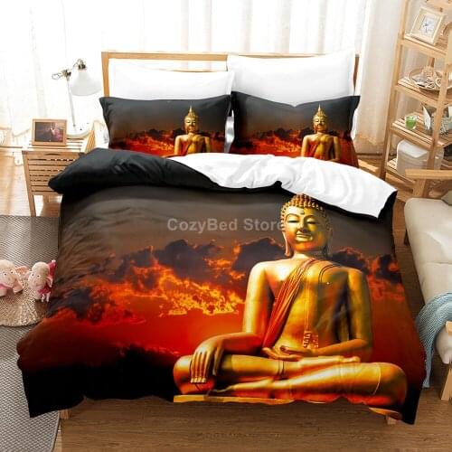 Sitting Buddha Statue Bedding Set 3d Duvet Cover Sets Comforter Bed Linen Twin Queen King Single Size Fashion Luxury Home Decor