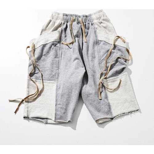 New Hip Hop Men Shorts Summer Loose-Fit Beggar Version of Fitness Sports Short Mens Street Clothing High Street Casual Shorts