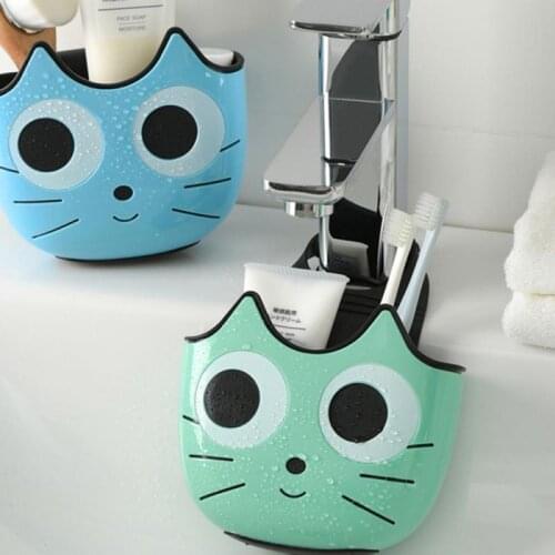 Cute Cat Sink Hanging Storage Bag Drain Basket Plastic Bathroom Organizer Storage Box Water Faucet Sponge Holder Kitchen Gadgets