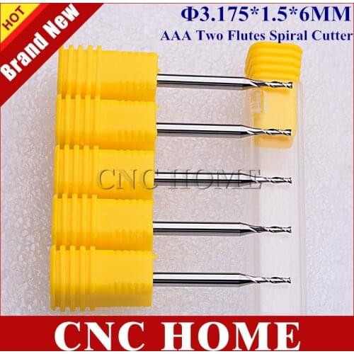 10Pcs 1.5mm*6mm 2 Flutes CNC Milling Cutter Carbide CNC Router Bit Wood Cutting Tools for CNC Machine 3.175 mm Shank