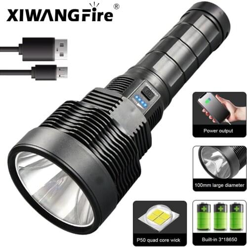 30W P50 LED Flashlight 20000lm USB Rechargeable 5 Modes Torch Outdoor Waterproof Camping Lantern with built in Battery+Lanyard