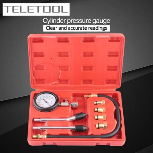 Gasoline Engine Compression Tester Auto Petrol Gas Engine Cylinder Automobile Pressure Gauge Tester Automotive Test Kit 0-300psi