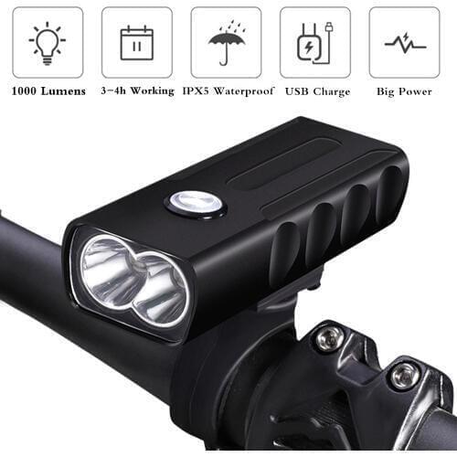 WasaFire BX2 Bicycle Light T6 L2 Bicycle Headlight LED USB Rechargeable MTB Front Light 1000LM 2600mAh Cycling Head Lamp Torch