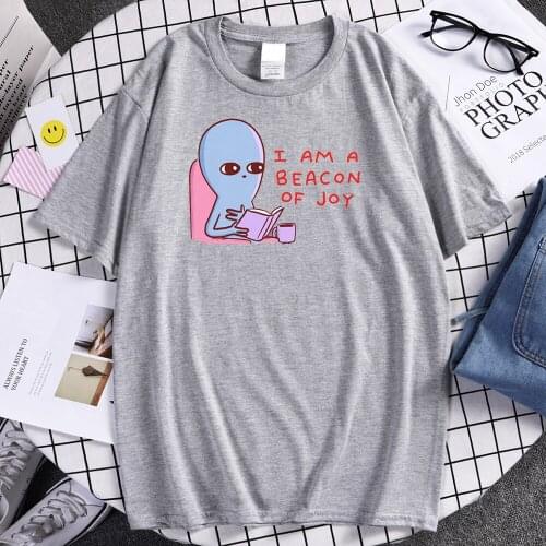 I Am A Beacon Of Joy Funny Alien T-shirt Men 2021 Summer Short Tee Shirt Fitness Tops Mens Clothing Brand Streetwear