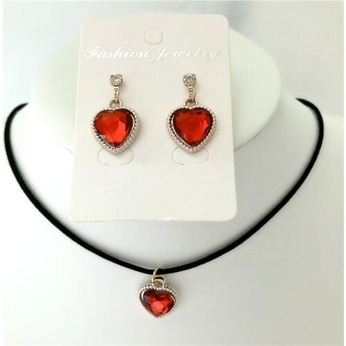 2019 New Black Velvet Leather Bijoux Vintage cute love heart Choker Necklace/Drop Earrings For Women Jewelry Sets Trendy gift