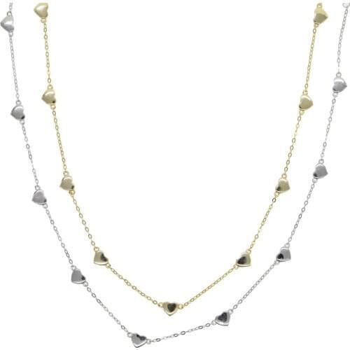 Mini cute Heart charm Pendant Necklace 925 Sterling Silver Choker Statement Necklace Women Silver 925 Jewelry with link Chain