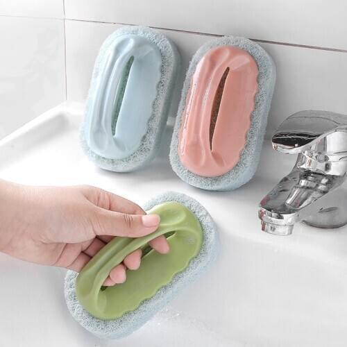 1Pcs Magic Cleaning Brush Dishwashing Sponge Handy handheld Tile Brush For Clean Bathroom Kitchen Sink Dish Pot Tool Accessories