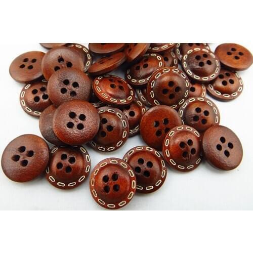 100PCS 4-Holes painting wooden buttons coat boots sewing clothes accessories MCB-802
