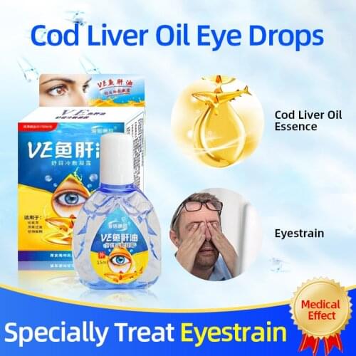 15ml Cod liver oil Eye Drops Relieves Dry Eyes Anti-Itchy Removal Fatigue Eyes Health Care Liquid Health Products