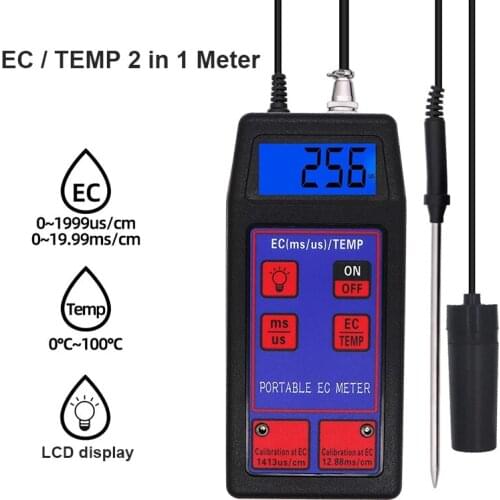 EC-8423 Digital EC TEMP Monitor 2 in 1 EC Tester Conductivity Meter Water Quality Analyzer Device for Pool Drink Water Aquarium