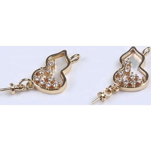3.5*9.5mm Shell Simple Gourd Shape Micro Paved Pendant Charm For Jewelry DIY Necklace