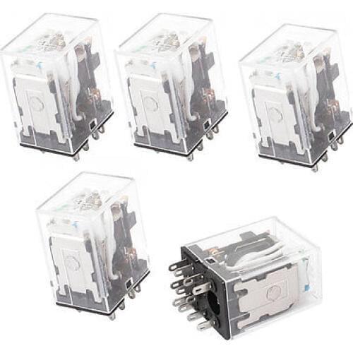 HH53PL DC 12V Coil 11 Pins 3PDT Green LED Indicator Lamp Power Relay 5 Pcs