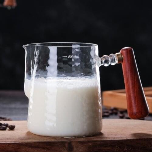 600ml Thickened Handmade Glass Coffee Pull Flower Cylinder Coffee Machine Matching Milk Foam Cup Appliance Milk Frothing Jug