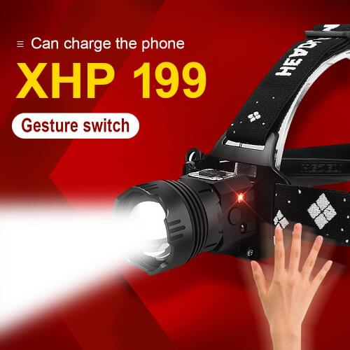 600000 lumens XHP100 IR Sensor powerful LED Headlight 18650 rechargeable headlamp usb head lamp XHP50.2 fishing Head Torch Light