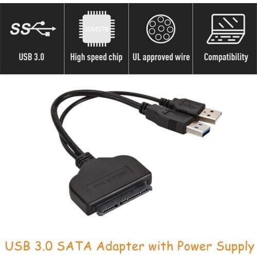 USB 3.0 To SATA 22 Pin Adapter for 2.5 Inch HDD SSD High Quality USB 3.0 To SATA External Power Hard Disk Drive Converter Cable