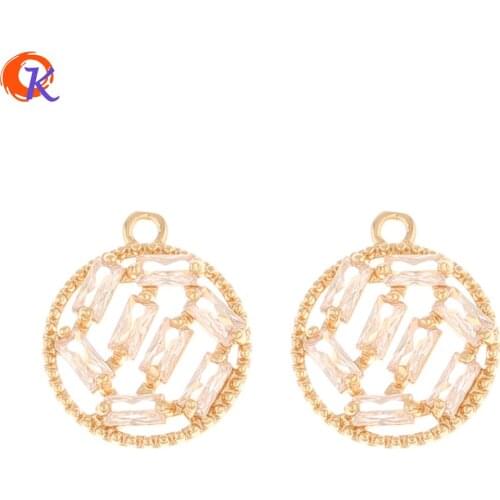 Cordial Design 50Pcs 14*16MM Jewelry Accessories/Hand Made/CZ Charms/Round Shape/Earring Findings/DIY Making/Rhinestone Pendant