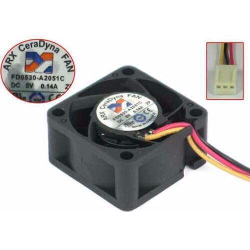 ARX FD0530-A2051C DC 5V 0.14A 3-wire 30x30x15mm Server Cooling Fan