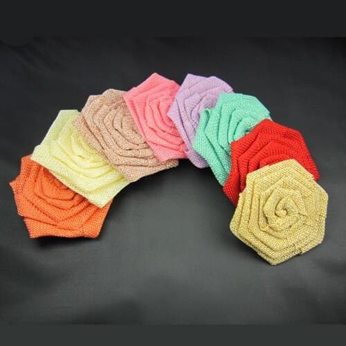 Free shipping!12pcs/lot 7CM New burlap rosette flowers wedding fabric flowers can order mixed color