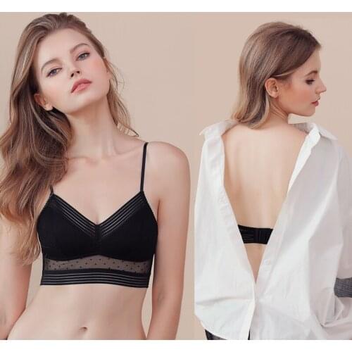 Backless Strapless Bra Push Up Plus Size Mesh Lingerie Brassiere Low Back Underwear