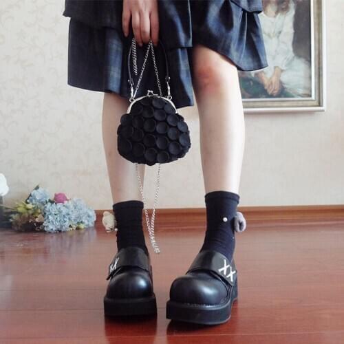 Dark girl big head baby shoes lazy Velcro Japanese thick bottom round head single shoes