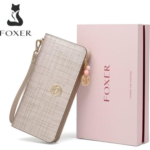 FOXER Chic Female Large Capacity Long Wallets WomenS Stylish Card Holder Coin Case Business Lady Clutch Phone Bag Money Purse