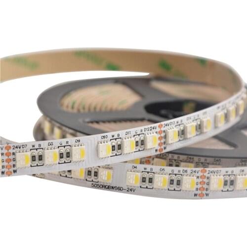 50M 10X 5M 5050 RGBW 4 in 1 Flexible LED Strip SMD 5050 RGB+White / RGB+ Warm white 96LEDs/m IP30 12mm White PCB