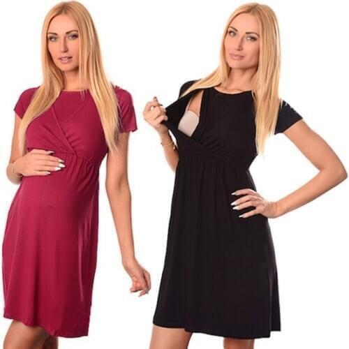 Lactation Short Sleeve Dress Pregnant Woman Dress Pregnant Woman Short Sleeve Nursing Baby Dress
