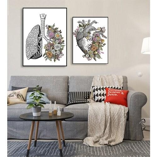 And Prints Wall Pictures Medical Doctor Clinic Decor Vintage Anatomy Floral Heart Brain Wall Art Canvas Painting Retro Posters