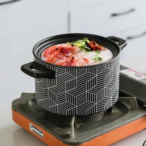 Nordic home health ceramic casserole high temperature resistance gas cooker binaural clay pot rice special pot with lid