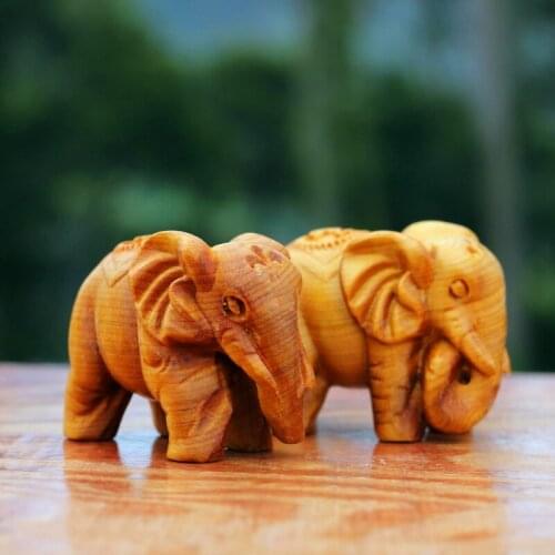 Chinese Feng Shui Wooden Elephant Good Omens Fada Miniature Figurines Farmhouse African Sculpture Decor Living Room Accessories
