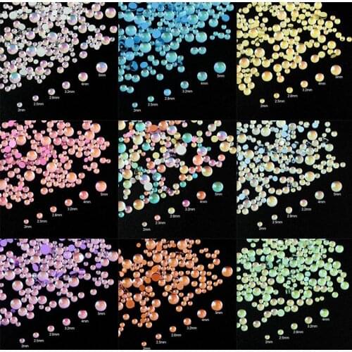 Korean Fashion Mocha Mix color Size Glossy Round Flatback Crystal Stones 3D Nail Art Rhinestone DIY For Nail Art Decoration