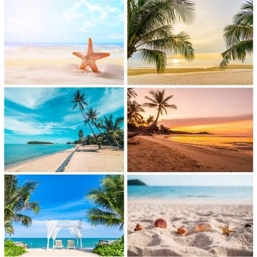 Summer The sea Beach Palms Tree Photography Background Natural Scenic Photo Backdrops Photocall Photo Studio 2196 HHT-02