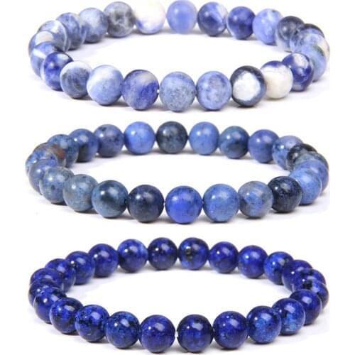 Fashion Men Beaded Bracelet Natural Stone lapis lazuli Tiger Eye Beads Stretch Bracelet Round Agates Bracelet Jewelry for Women
