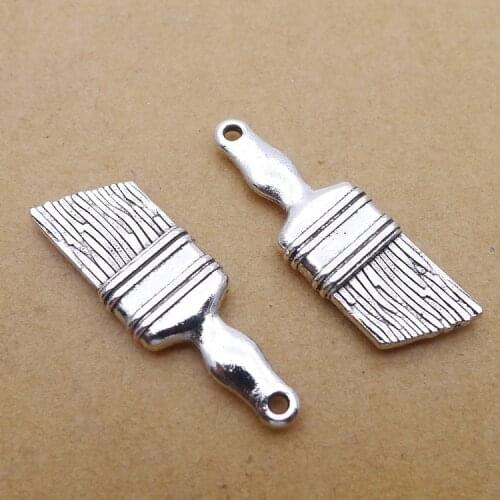 RAINXTAR Fashion Vintage Tool Charms Alloy Brush Daily Use Tool Charms 9*27mm 100pcs AAC1372