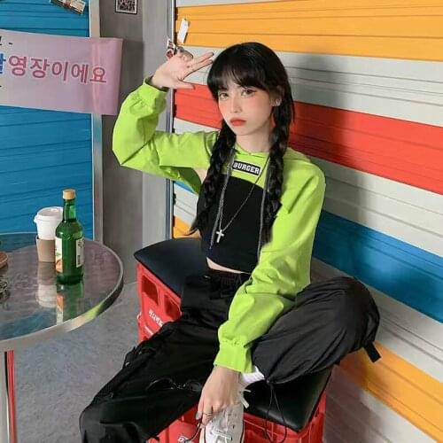 Fashion Womens Suspenders + Short Sweater Two-piece Suit Womens Hip-hop Street Sweater 2021 New Cool Girl Short Sweater Top