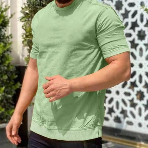 Men T-shirt Short Sleeve Loose Fashion Basic Tees Pullover Round Neck Solid Color Casual Top Stylish Tee Shirt Streetwear Summer