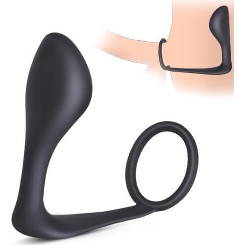 Male Delay Ejaculation Ring Anal Butt Plug Prostate Massage Anal Plug Silicone Prostate Stimulator Adult Sex Toys for Men Gays