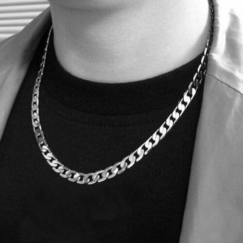 Mens Necklace Chain Stainless Steel Silver-color Punk Wholesale Jewelry 6/7/10 mm Wide 50cm Necklace