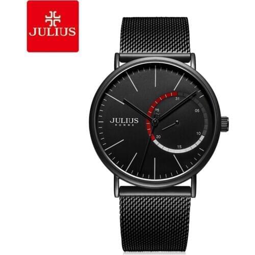JULIUS Watch JAH-119 small dial in month function Mens full black Steel Watch Super Cool Design Wristwatch