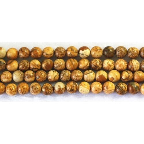 Natural Fashion Round Picture Stone Beads 6mm 8mm 10mm 12mm Smooth Round Beads 15 Inches B132