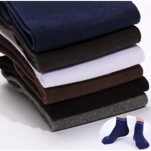 5 Pairs Low Tube Cotton Socks Five Fingers Solid Color Striped Casual Crew Men Boys Short Business Dress Work calcetines hombre