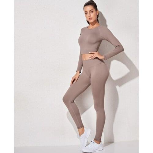 Seamless Clothes Sport Suits Long Sleeve Fitness Clothing Yoga Set Gym Set Padded Sports Bra High Waist Leggings Sports Suits