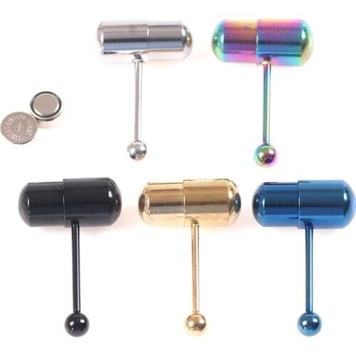 Women Men Tongue Piercing Vibrating Tongue Bar Rubber Stainless Steel Barbell Vibrating Body Piercing Stud Ring Punk Jewelry Hot