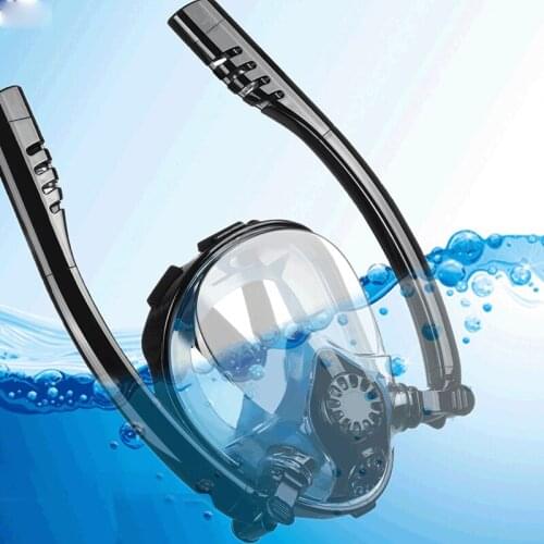 Manufacturers Stock Anti-fog Diving Mask Full Dry Respirator Swimming Equipment Double Tube Silicone Full Face Snorkeling Mask