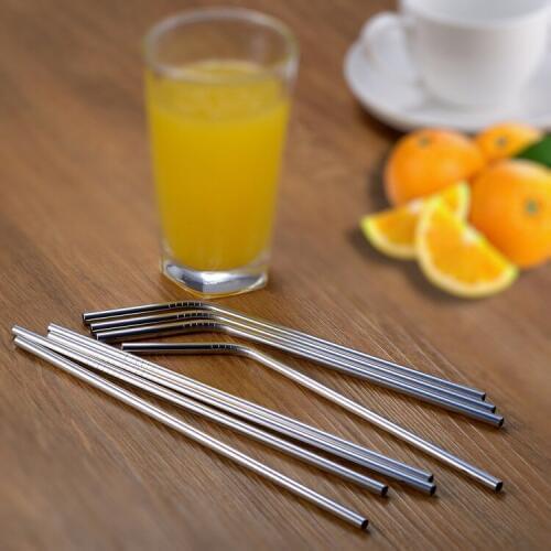 1000pcs Stainless Steel Straight Bent Drinking Straws 215x6mm lin4015