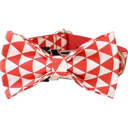 Sanjiao 01s The Red Triangle Handmade Durable Fashion Dog Collar Customized Dog ID Tag Collar Anti-lost Pet Products Leash