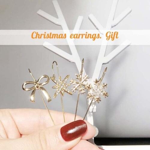 Ear Wrap Crawler Hook Earrings Lady Needles Around The Auricle Clip Jewelry Single Crystal Needle snowflake Earrings Ear Girls