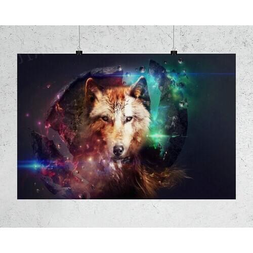 H434 Silk Poster Home Decoration White Wolf Highlands Wild Nature Animals Wall Art Christmas Gift