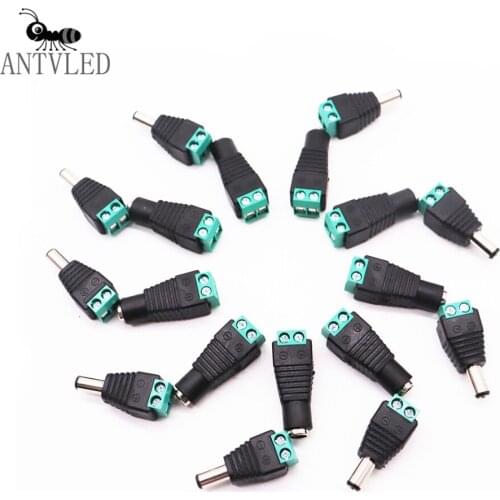 100pcs DC Female Male Connector 5.5mm x 2.1mm Jack Power Plug Adapter For 5050 5630 Single Color LED Strip CCTV Camera Home 12V